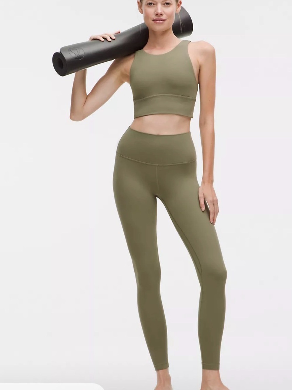 lululemon athletica Wunder Under High Rise Leggings 28", Size 4- in olive green